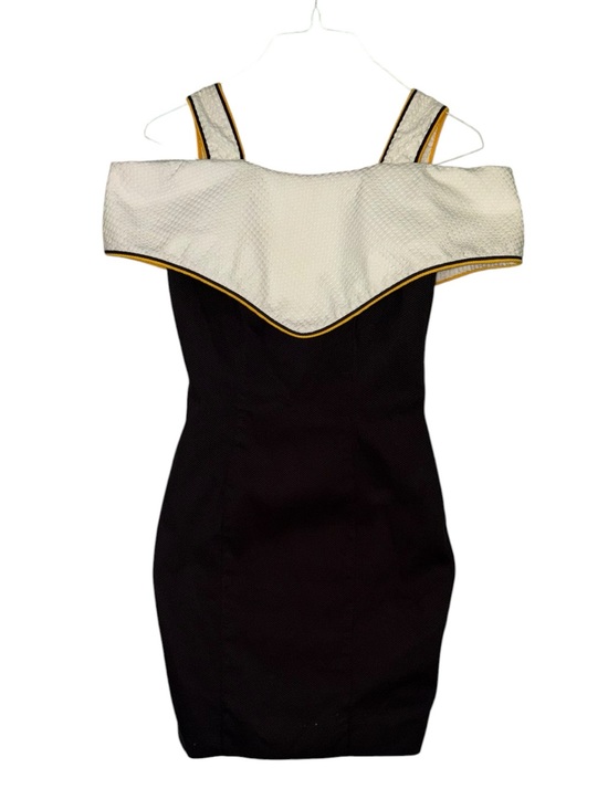 Jan Barboglio Dresses & Skirts - Jan Barboglio Vintage 80s Black White Textured Exaggerated Collar Mini Dress  XS